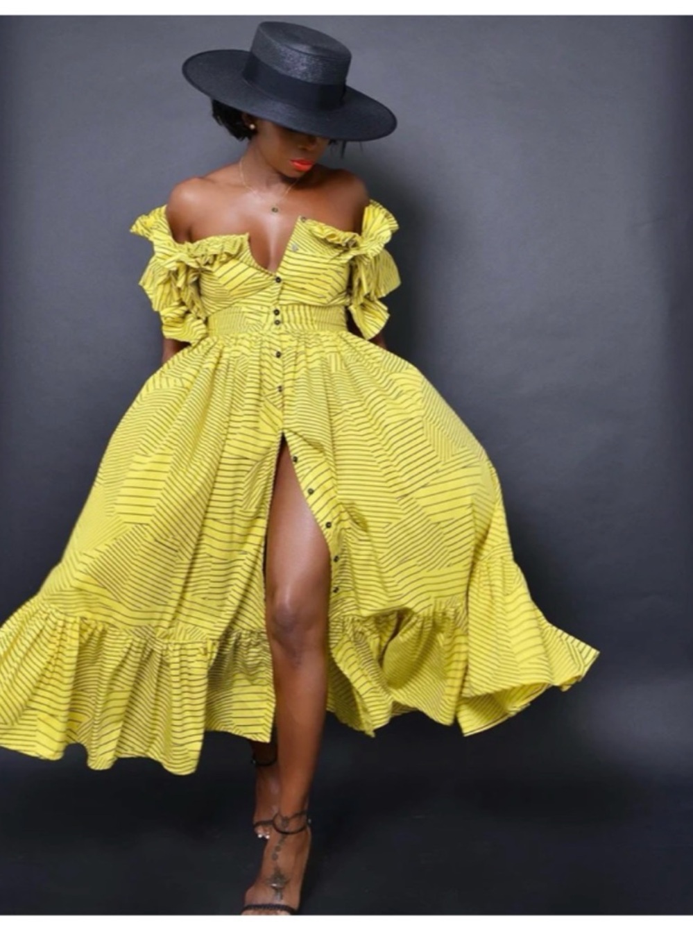 Backless Print button Ruffle Maxi Dress! - Picture 4 of 12